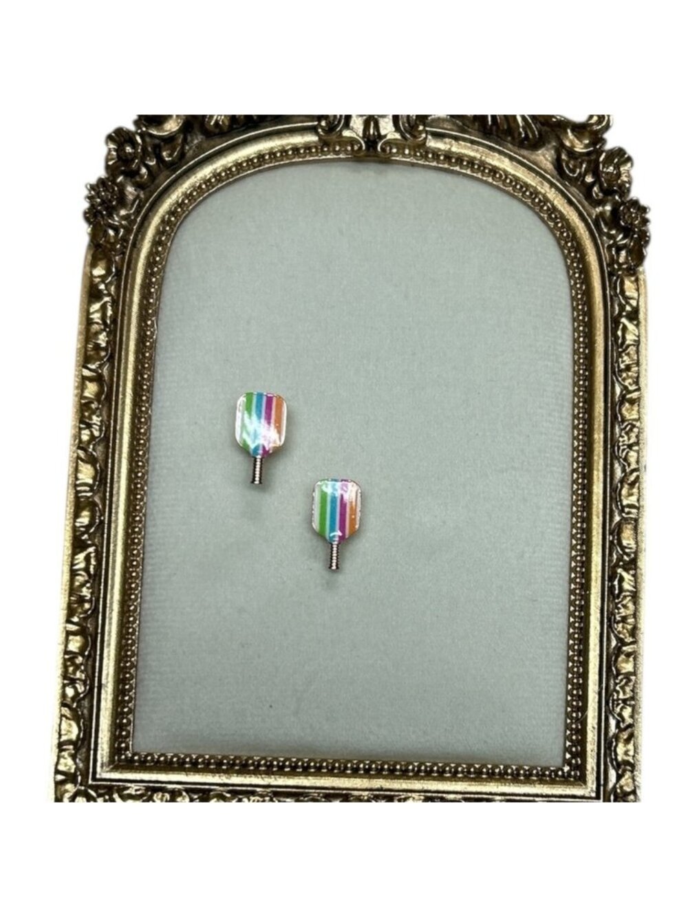 Pickleball paddle Colorful Striped Earrings